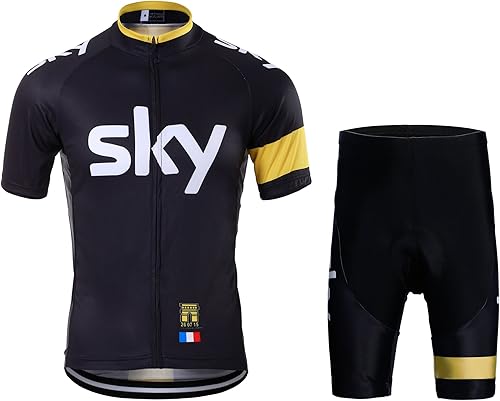 FASTONT Mens Cycling Jersey Breathable Full-Zipper 3D-Padded Short Set