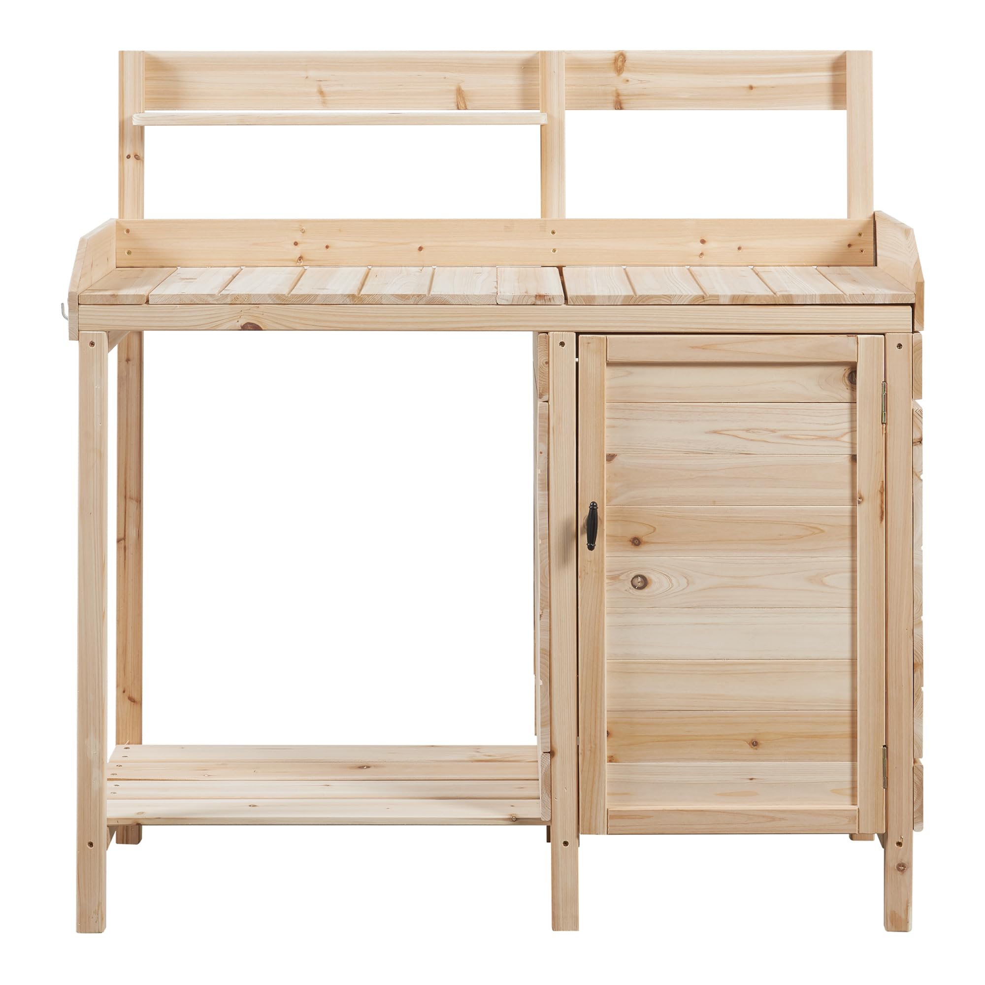 casa.pro Pflanztisch Alessano Gärtnertisch mit Unterschrank Gartenregal Gartenarbeitstisch Tannenholz Outdoor Blumentisch Arbeitsplatte 110 x 107 x 46 cm Holztisch