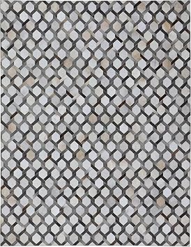Cowhide Jacquard Gray Patchwork Home Decorative Area Rug & Carpet Hand Made Cow Leather Hair 8x10