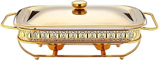 Rectangle Chafing Dish Buffet Rs,Stainless Steel Catering Food Warmers with Lid & Holder,S and Buffet Warmer Sets for Weddings Parties Banquets Christmas Hallo,Gold-2.0L