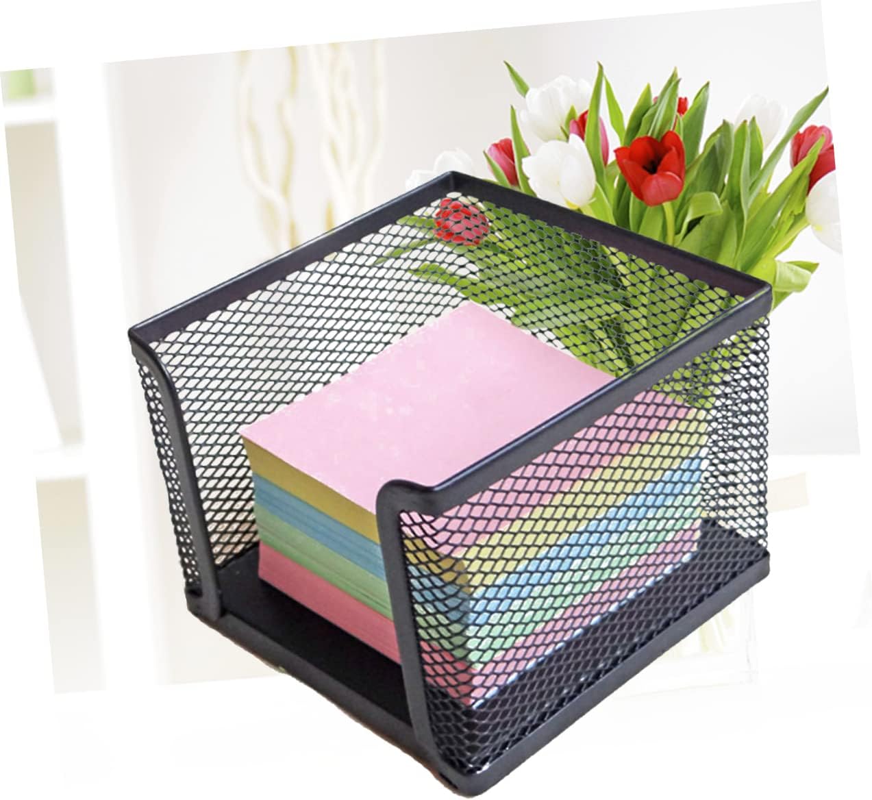 Zerodeko 3pcs Wire Mesh Self-Stick Note Dispenser Compact Memo Pad Holder for Desk Organization - Holder for Home Office and School Use