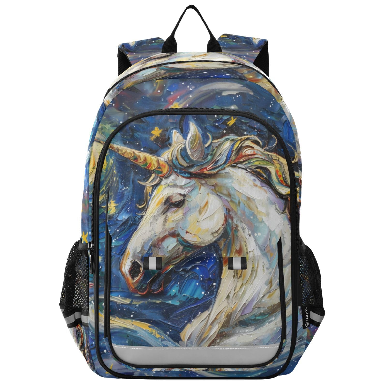 senya School College Backpack Rucksack Travel Bookbag Fashion Back Pack Purse Anti Theft Shoulder Bag Women Men Van Gogh Unicorn Starry