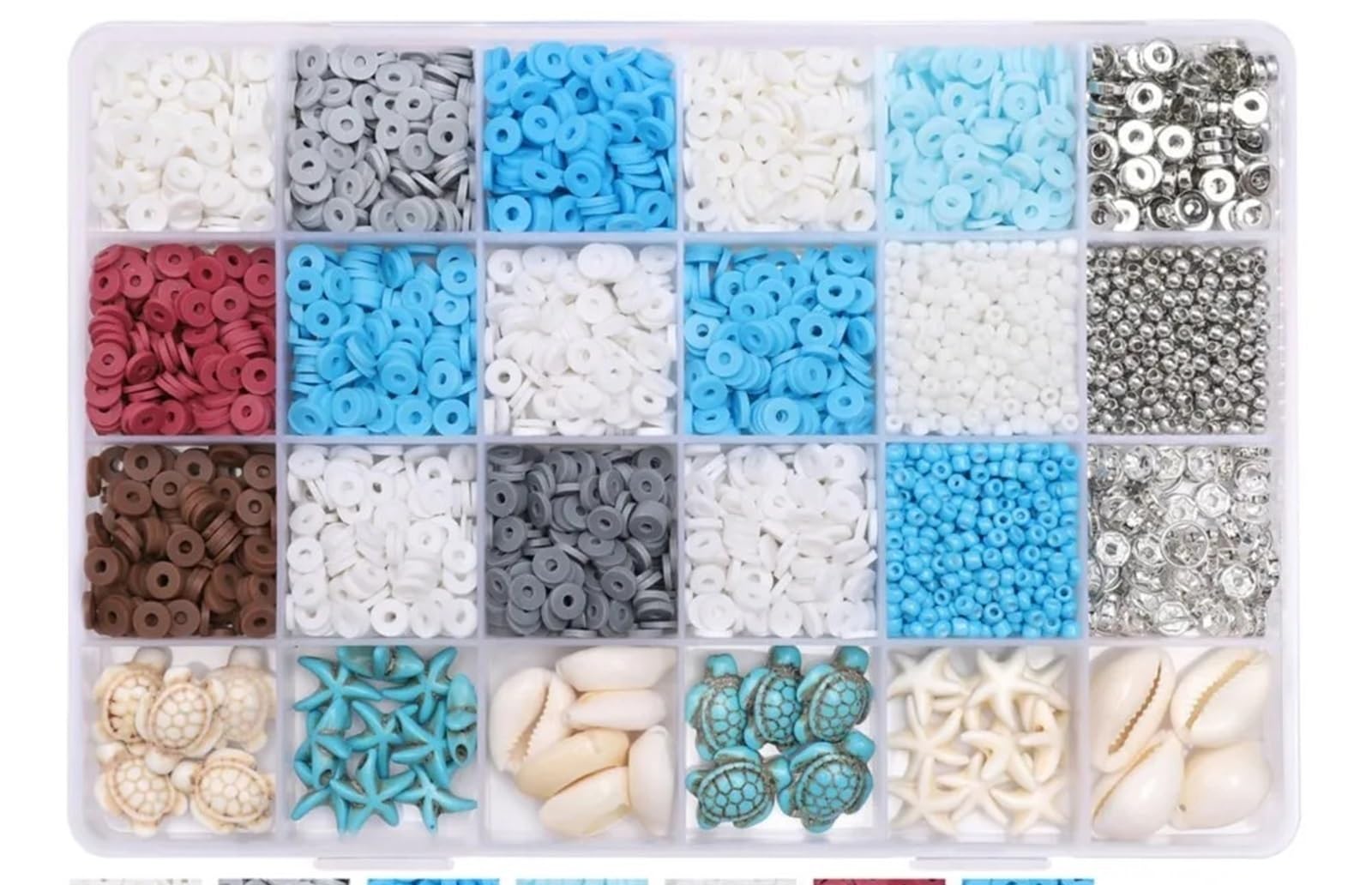 1Box Kit for la creazione di gioielli in stile oceano con conchiglie tartaruga e stelle marine, perline Perline per Braccialetti(Color 2)