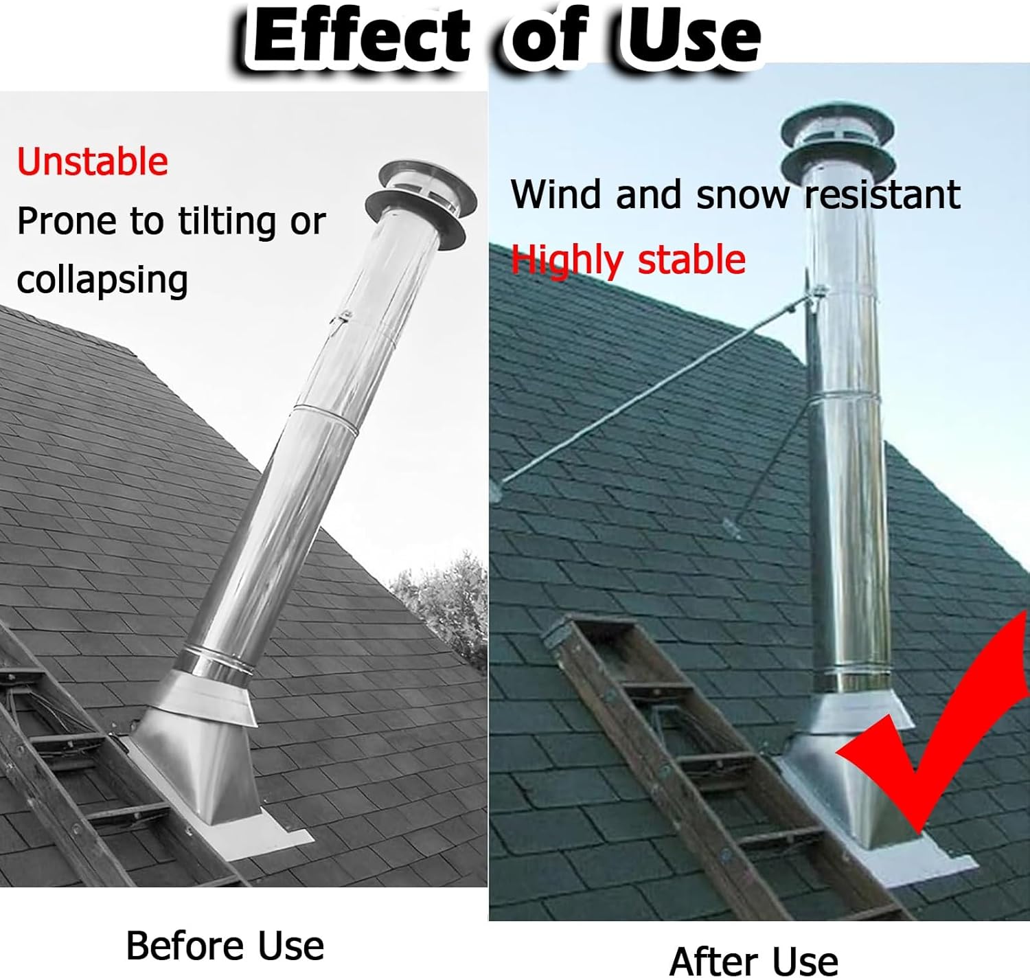 Windproof Stainless Steel Stove Pipe Support, Customizable Size (33cm/13in), Easy Install Chimney Stabilizer for Wall & Roof - Durable & Reliable