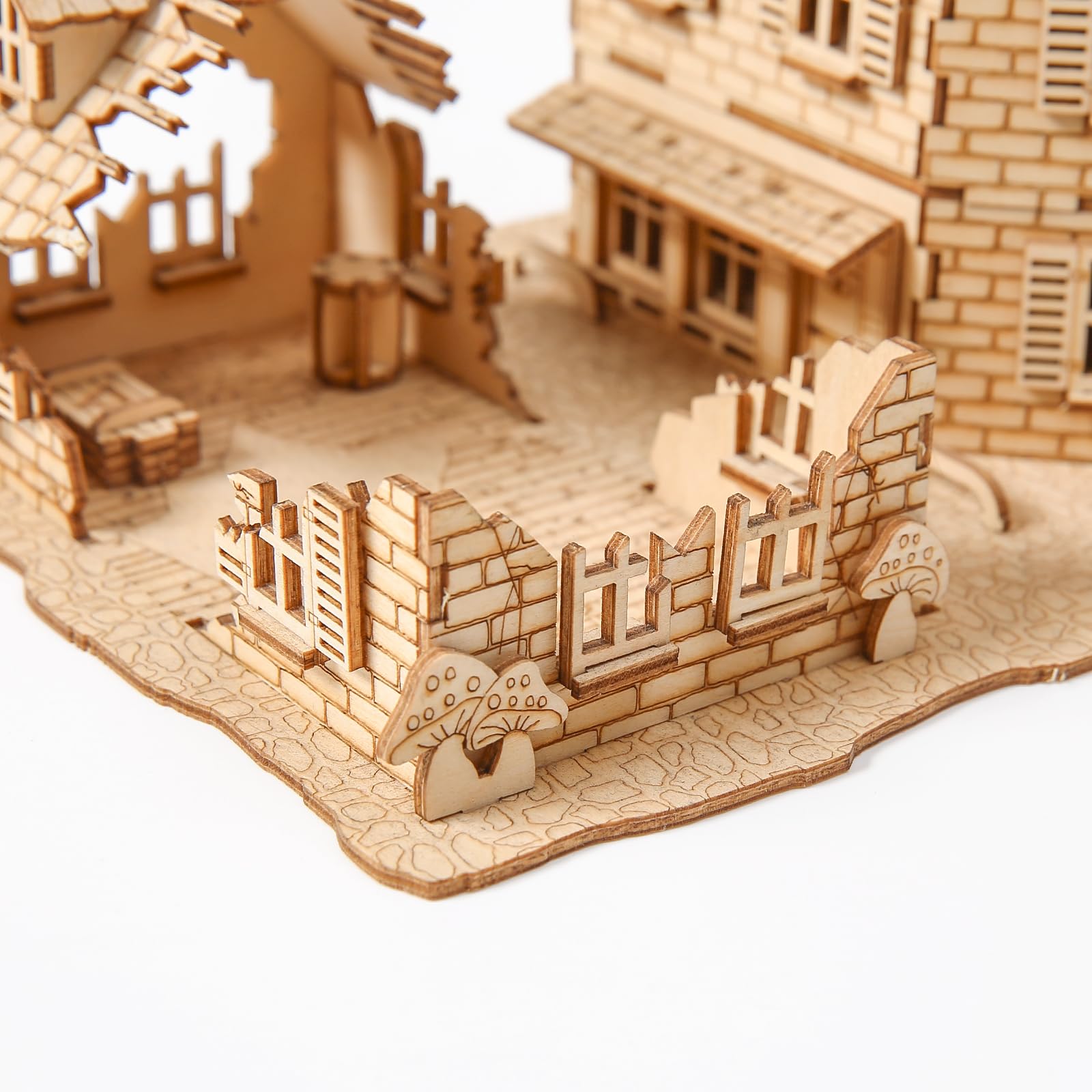 3D-Holzpuzzle für Erwachsene, Modellbausatz antiker Architektur, War Zone 1942: Bastelset für Straßenkampf-Gebäude, Holzmodellbausatz als Geschenk für Erwachsene zum Zusammenbauen, 234 Teile
