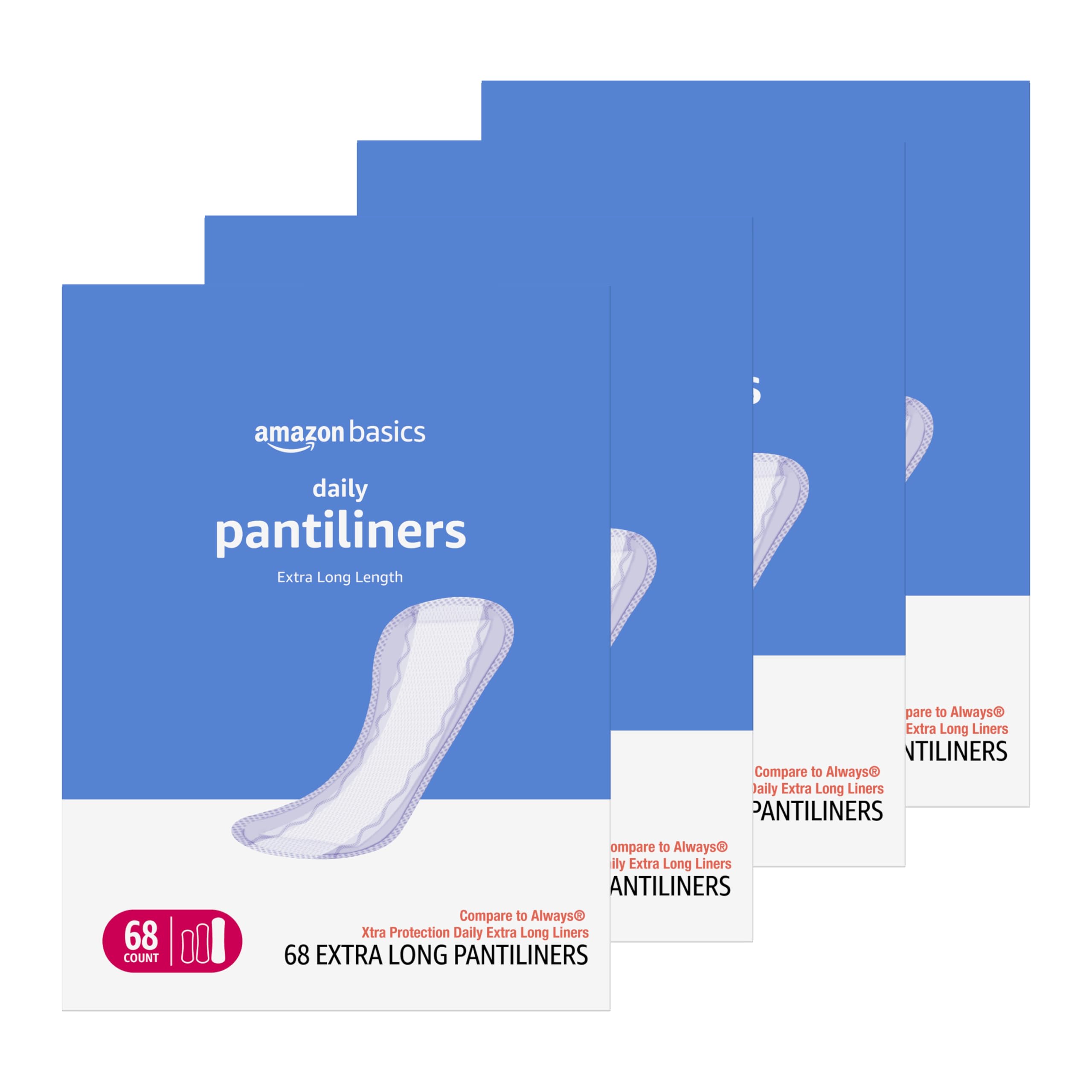 Amazon Basics Daily Pantiliner, Long Length, Pads for Women, Unscented, 120 Count (3 Packs of 40) (Previously Solimo)