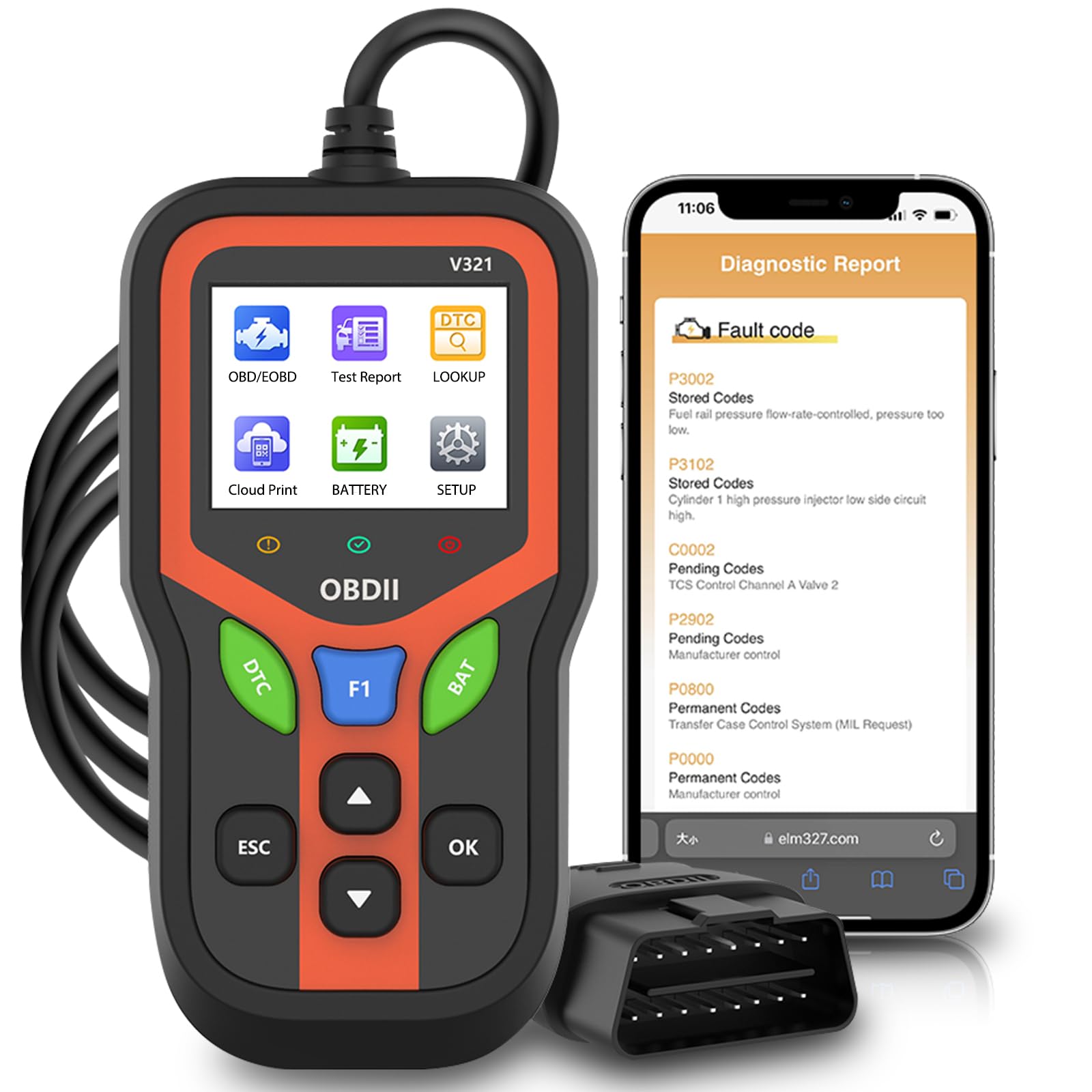 OBD2 OBD2 OBD-diagnoza OBD ondersteunt meerdere talent: OBD EOBD diagnosescanner voor alle voertuigen - professioneel OBDII-diagnosegereedschap voor het bewaken van het motorcontrolelampje