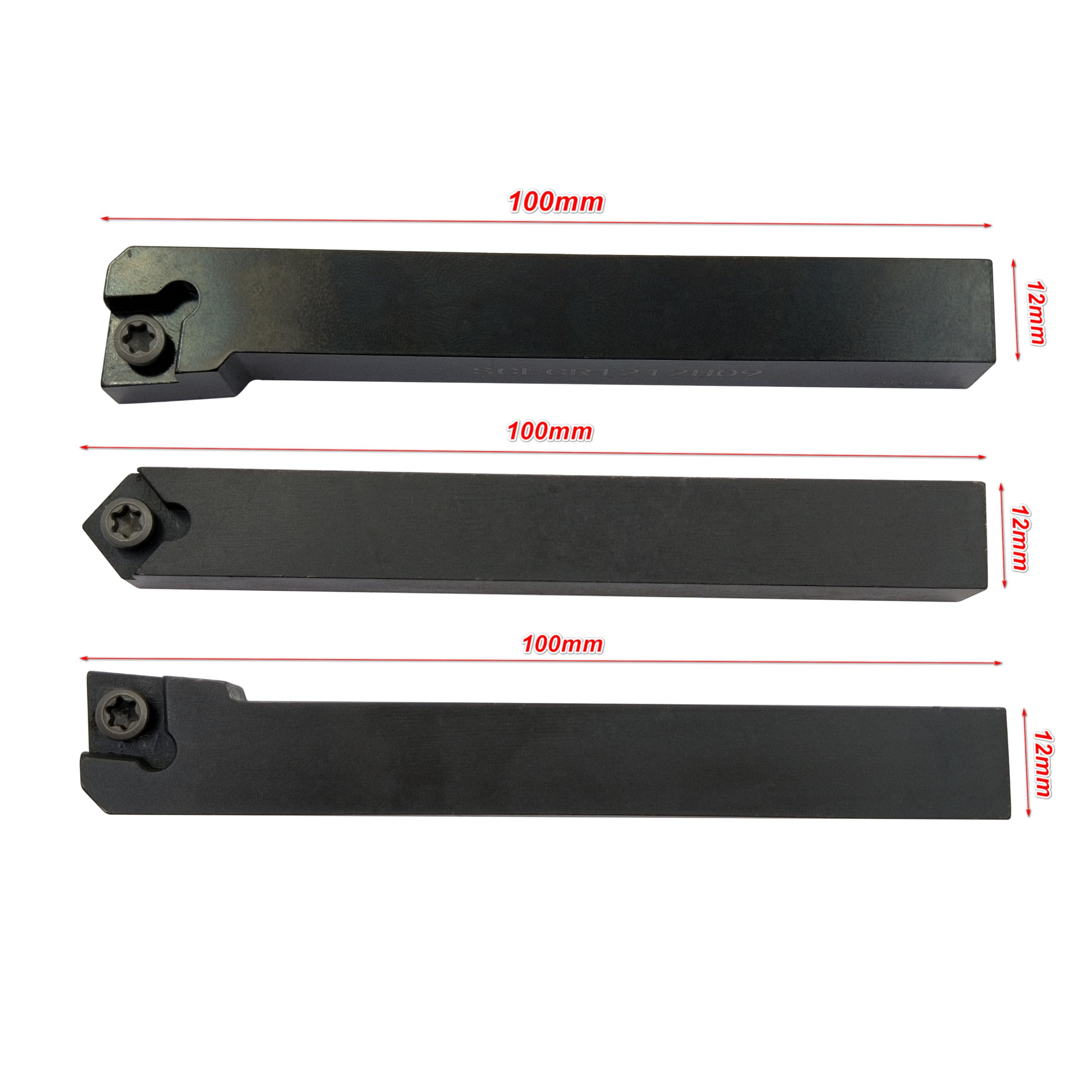 1/2" drehmeißel 12mm SCLCR1212H09+SCLCL1212H09+SCMCN1212H09 drehmeissel CNC-Drehmaschinen-Excircle-Drehwerkzeughalter set,Und 10Stück CCMT09T304 / CCMT32.51 Indexierbarer hartmetall drehwerk
