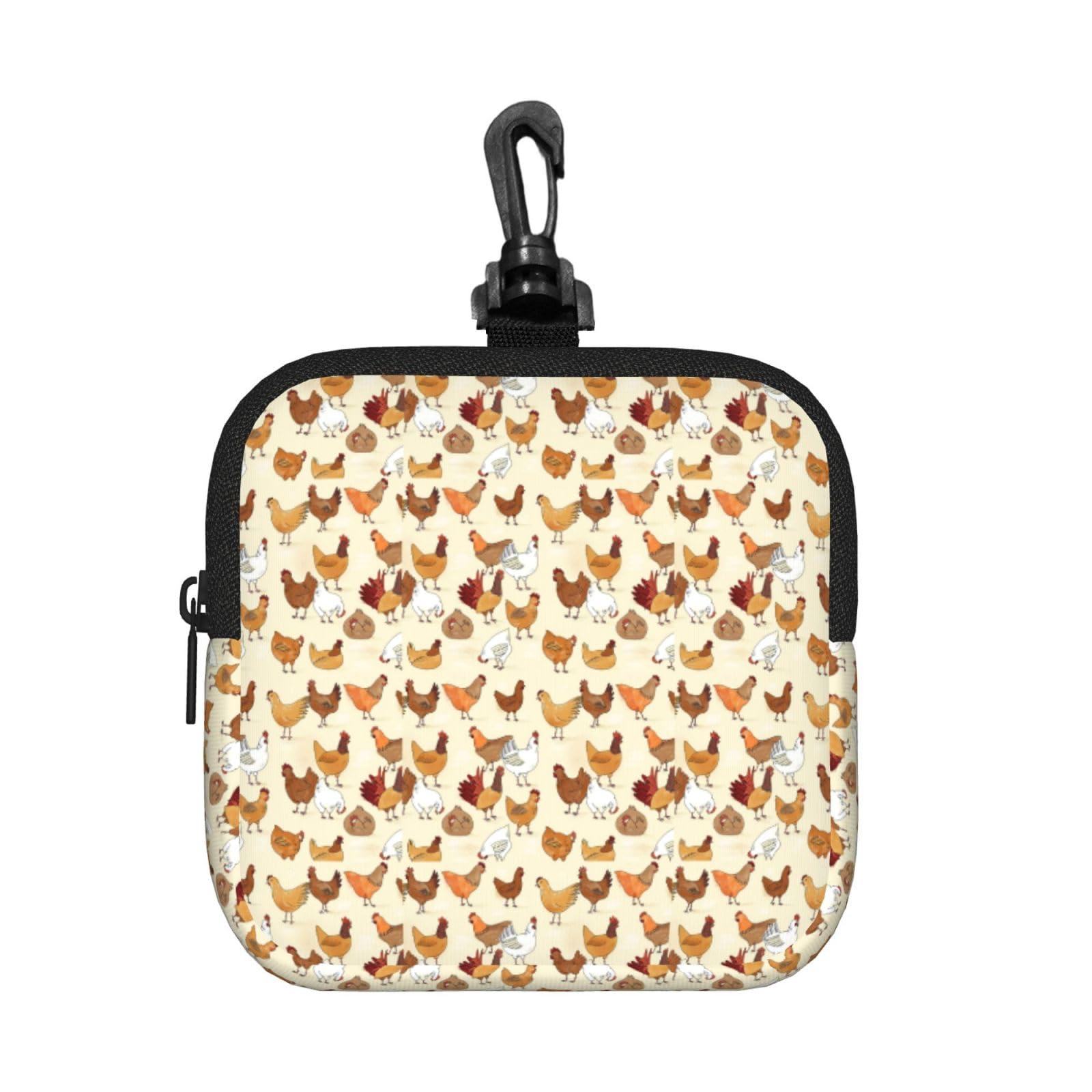 Ercgad Unisex Black A Brood Of Chickens Print Square Storage Bag Travel Toiletry Cosmetic Organizer Pouch Lightweight Reusable