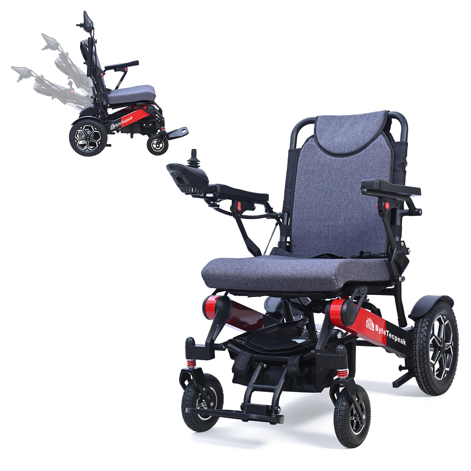 D15 Silla de ruedas eléctrica plegable, con respaldo ajustable 160°, 20km autonomía, 500W potente motor, estructura aleación aluminio reforzada, estable y resistente | Certificación CE | 5años soporte