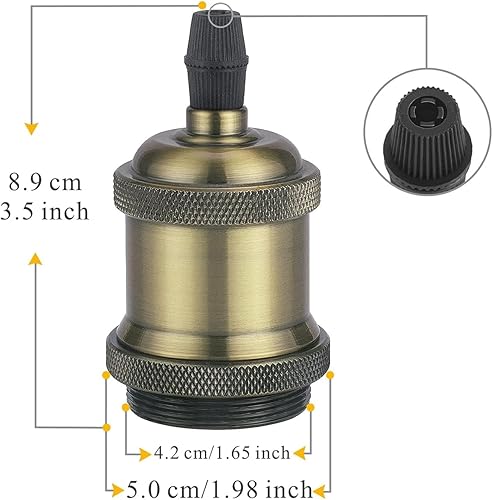 Miniatura 5 de Kit de lámpara colgante industrial vintage con soporte para lámpara E27, cable de tela, rosa de techo y cable colgante en estilo retro moderno