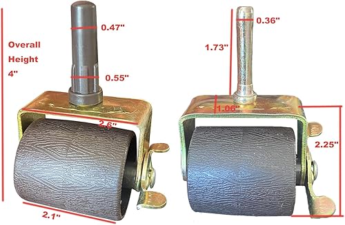 Miniatura 4 de Ruedas de marco de cama resistentes con vástago de metal, rodillos con insertos de manguito de enchufe, juego de 4 bloqueos