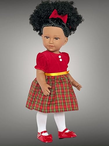 Miniatura 2 de Ropa de muñeca de 18 pulgadas, vestido rojo de vacaciones con diadema a juego para muñecas de 18 pulgadas