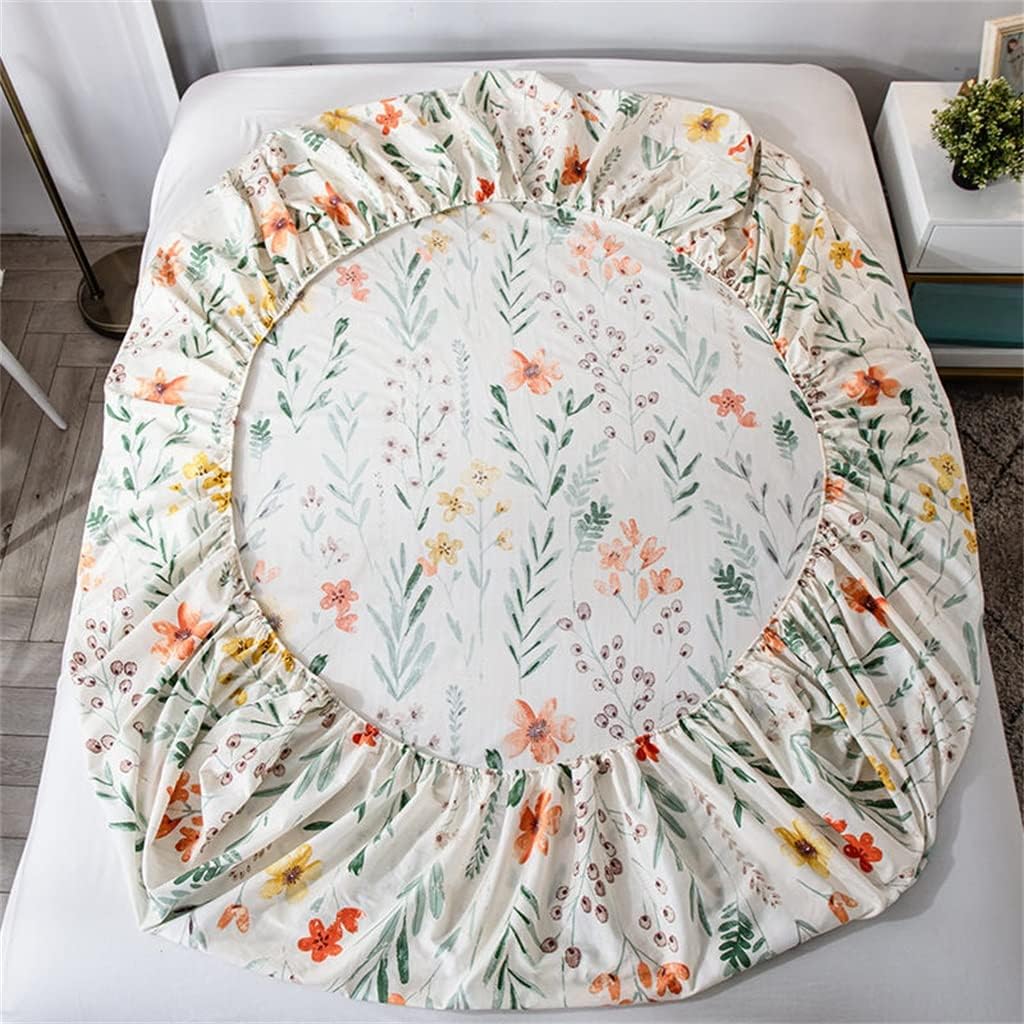 Cotton Sheet with Elastic Large Floral with Drape Mattress Cover(120x200x25cm)