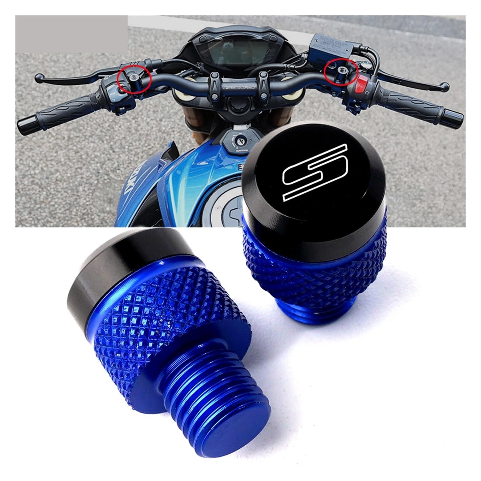 Compatibile con GSXS 750 GSX-S 750 GSX S750 GSXS 1000 GSXS125 150 950 CNC Moto Specchietto retrovisore Foro Tappo Vite Bulloni Tappi di copertura(Blue)