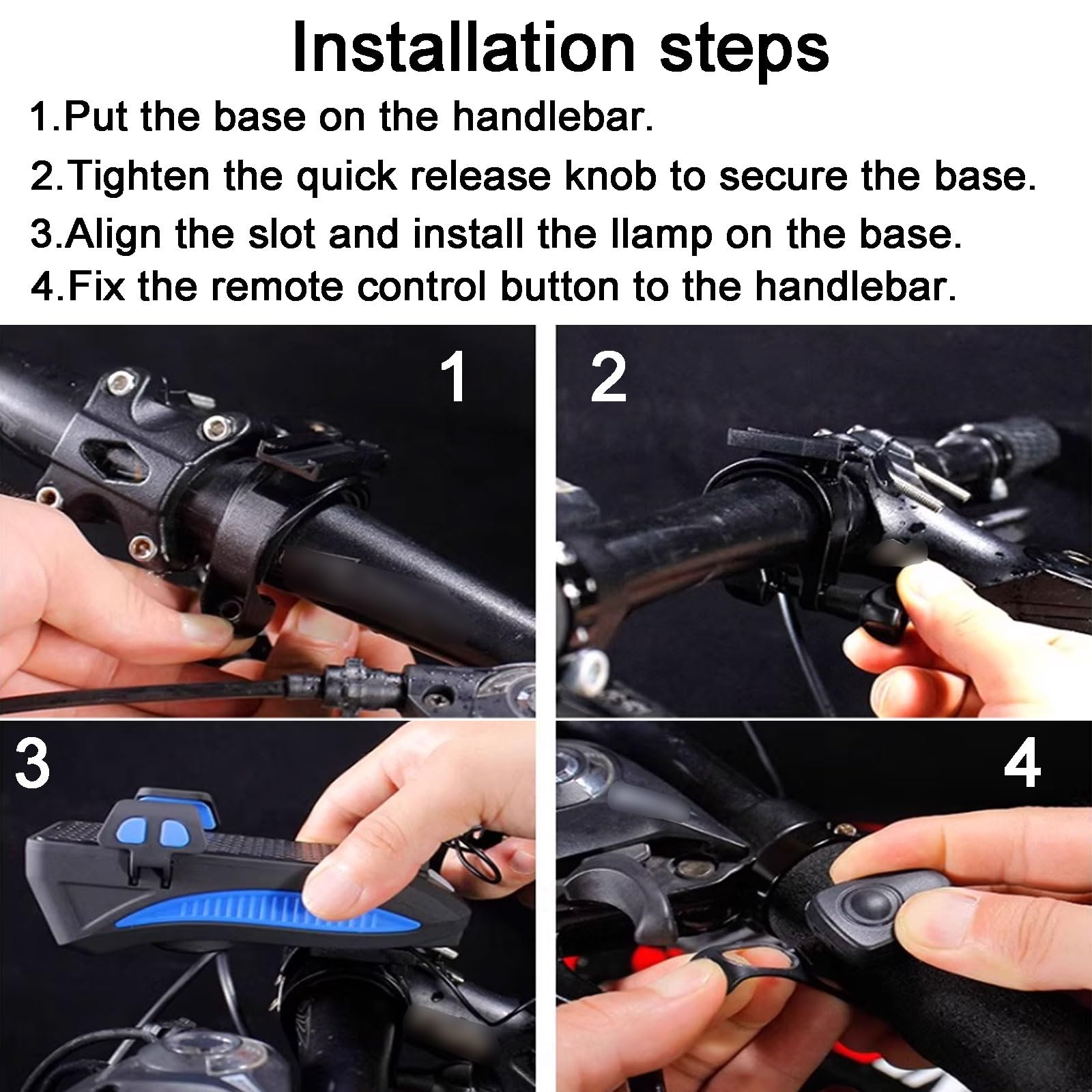Sonnette de vélo en Plastique, Sonnette électrique for vélo de Montagne, Phare de vélo Super Puissant, klaxon Rechargeable, Multifonction