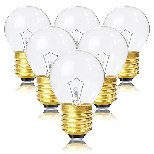 Sevici 40w Oven Bulb G45110-130v Electrical Bulb 6 Packs, E26 Base 2700k Warm White Light 400 Lumens 300 ° High Temperature Resistant Bulb Suitable for Ovens, Refrigerators, Microwave Ovens