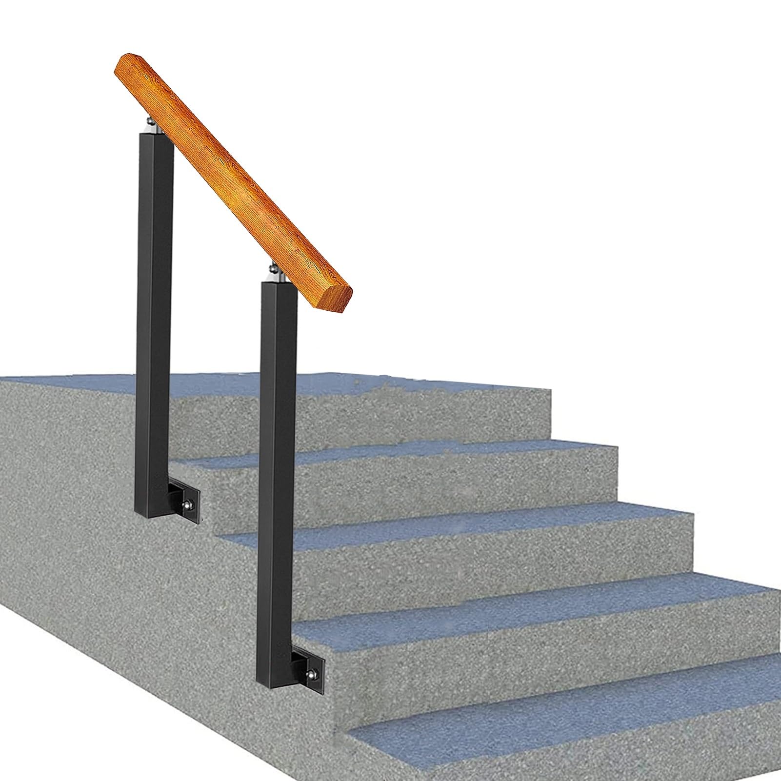Gyeqxkt Height 85Cm Adjustable Side Mount Outdoor Step Handrail, Wrought Iron Transitional Stair Railing For Enhanced Safety On Concrete Or Wooden Stairs