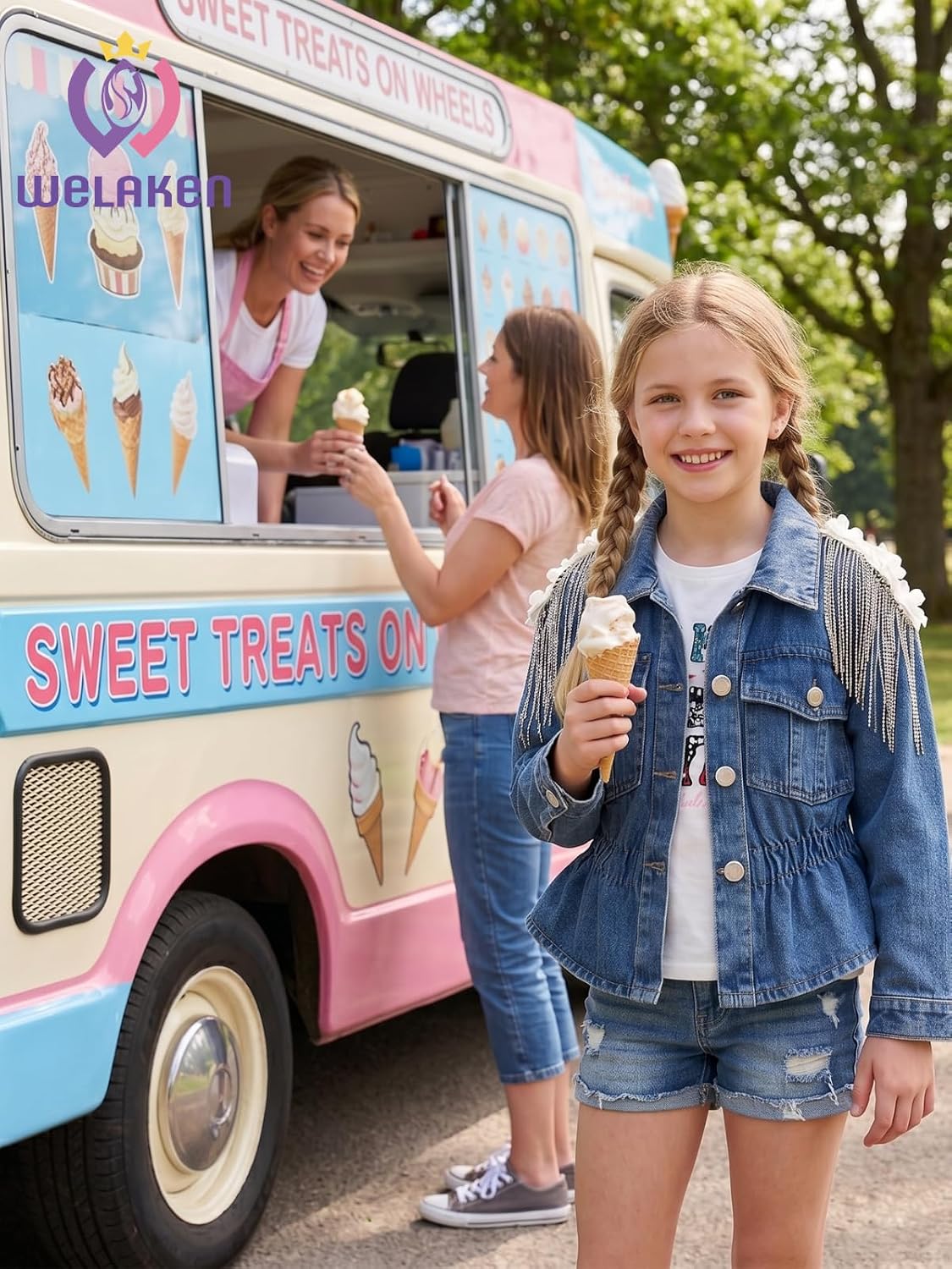 WELAKEN Girls Denim Jackets – Trendy Button-Up Outerwear for Kids