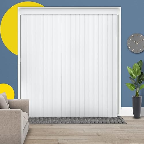 Vertical Window Blinds, Sliding Door Blinds, Cordless Blinds for Patio Doors, Room Darkening Shades for Home Decor, Vinyl, Ocean White, 78" W X 84" H