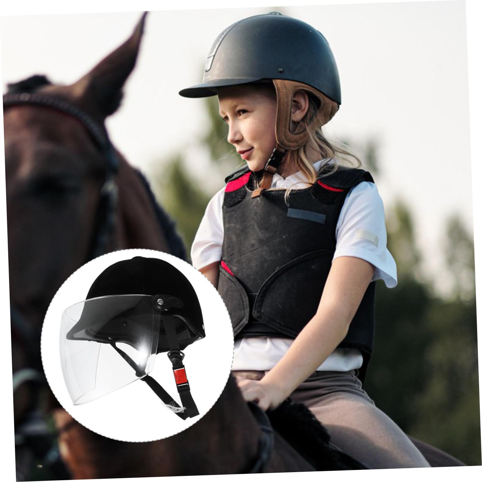 Casco de Equitación para Niños Negro ABS para Montar a Caballo