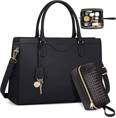 Bolsa para laptop para mujer, 15.6 pulgadas, impermeable, de piel, bolsa de mano para computadora, negocios, oficina, trabajo, maletín de gran