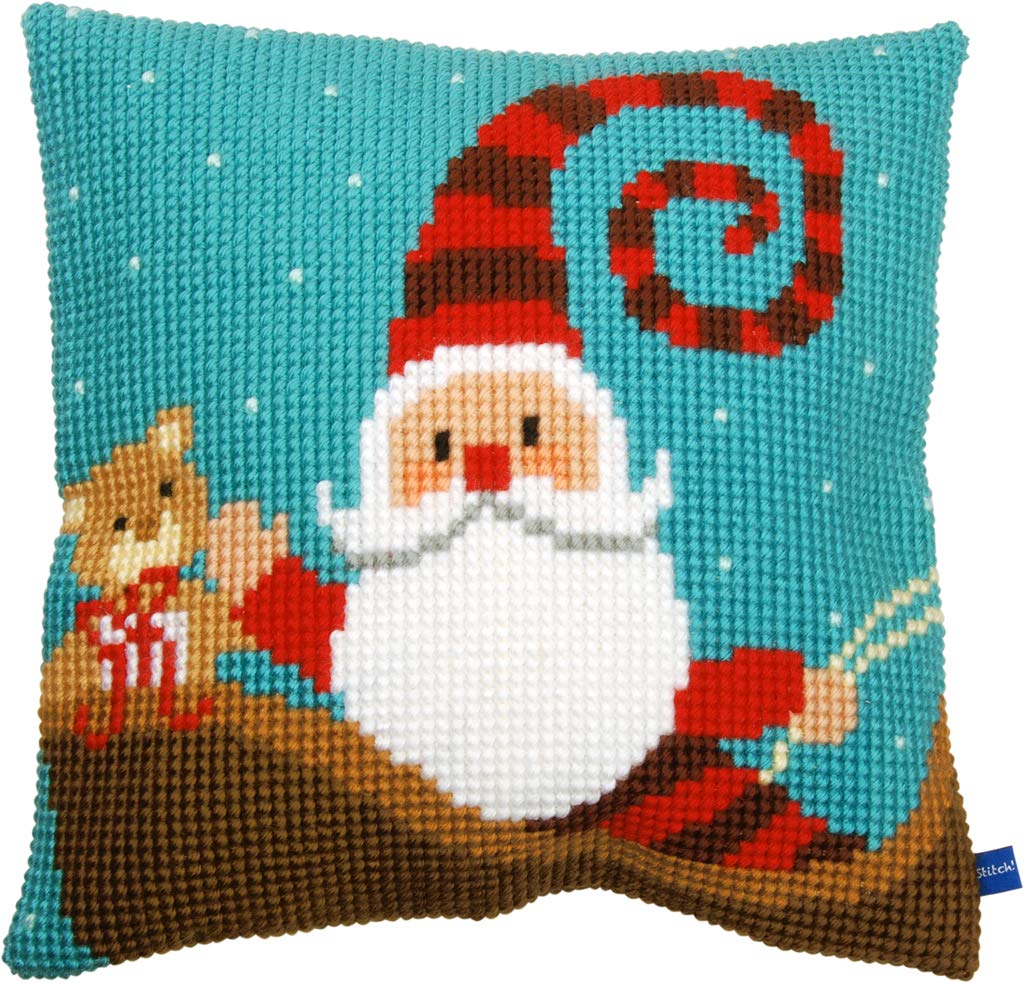 Vervaco Cross Stitch Cushion Happy Santa, Assorted