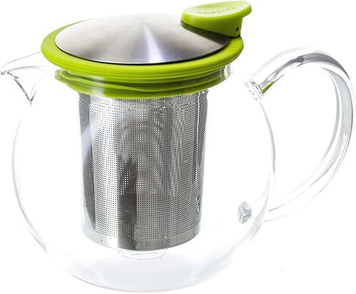 FORLIFE Bola - Tetera de vidrio con infusor de cesta, 25 oz.25.4 fl oz., Lima
