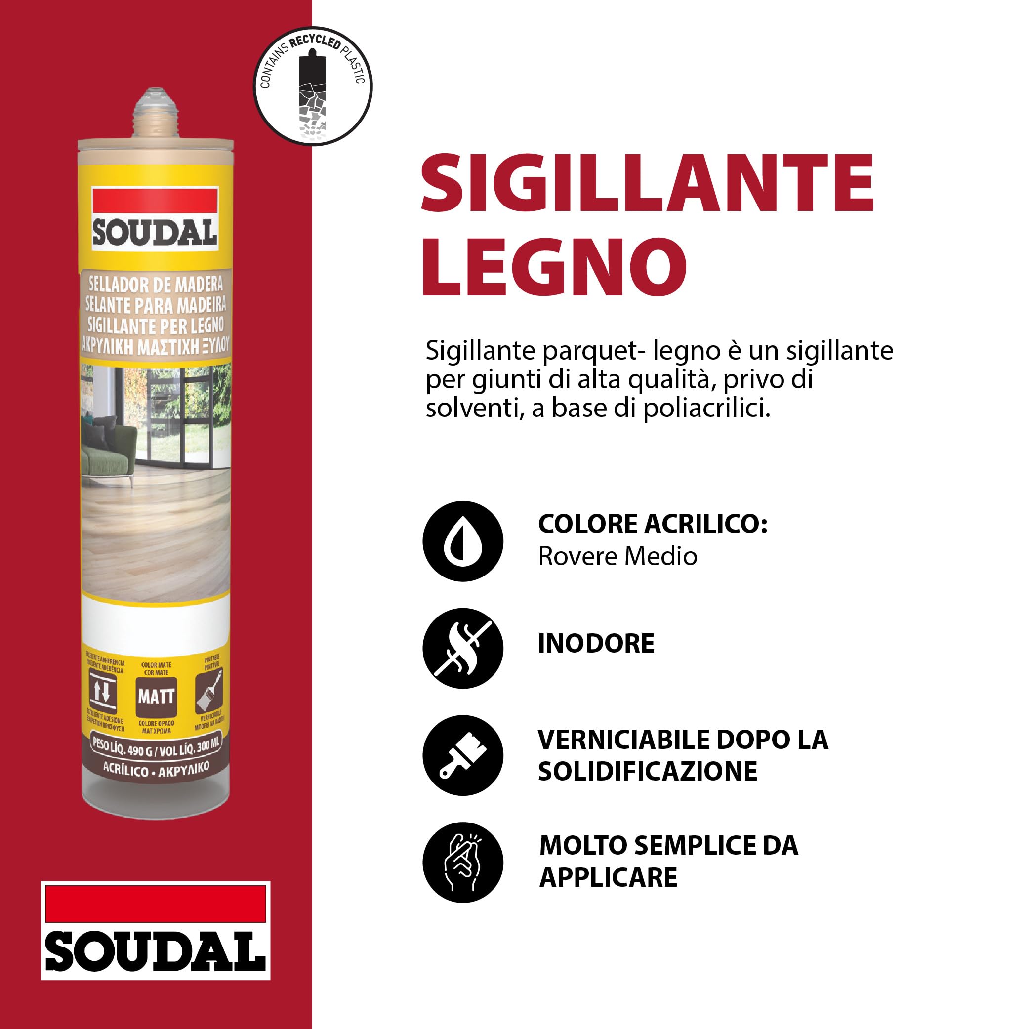 Soudal 14125621 â€“ Sigillante per legno 300 ml 14125621 rovere