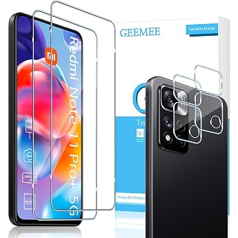 Tempered Glass Screen Protector for Xiaomi Redmi Note 11 Pro+ 5G/Note 11 Pro Plus 5G + Camera Protective Film [2 Pieces + 2 Pieces] 9H Hardness No-Bubble Anti-Scratch Ultra Clear Protective Glass
