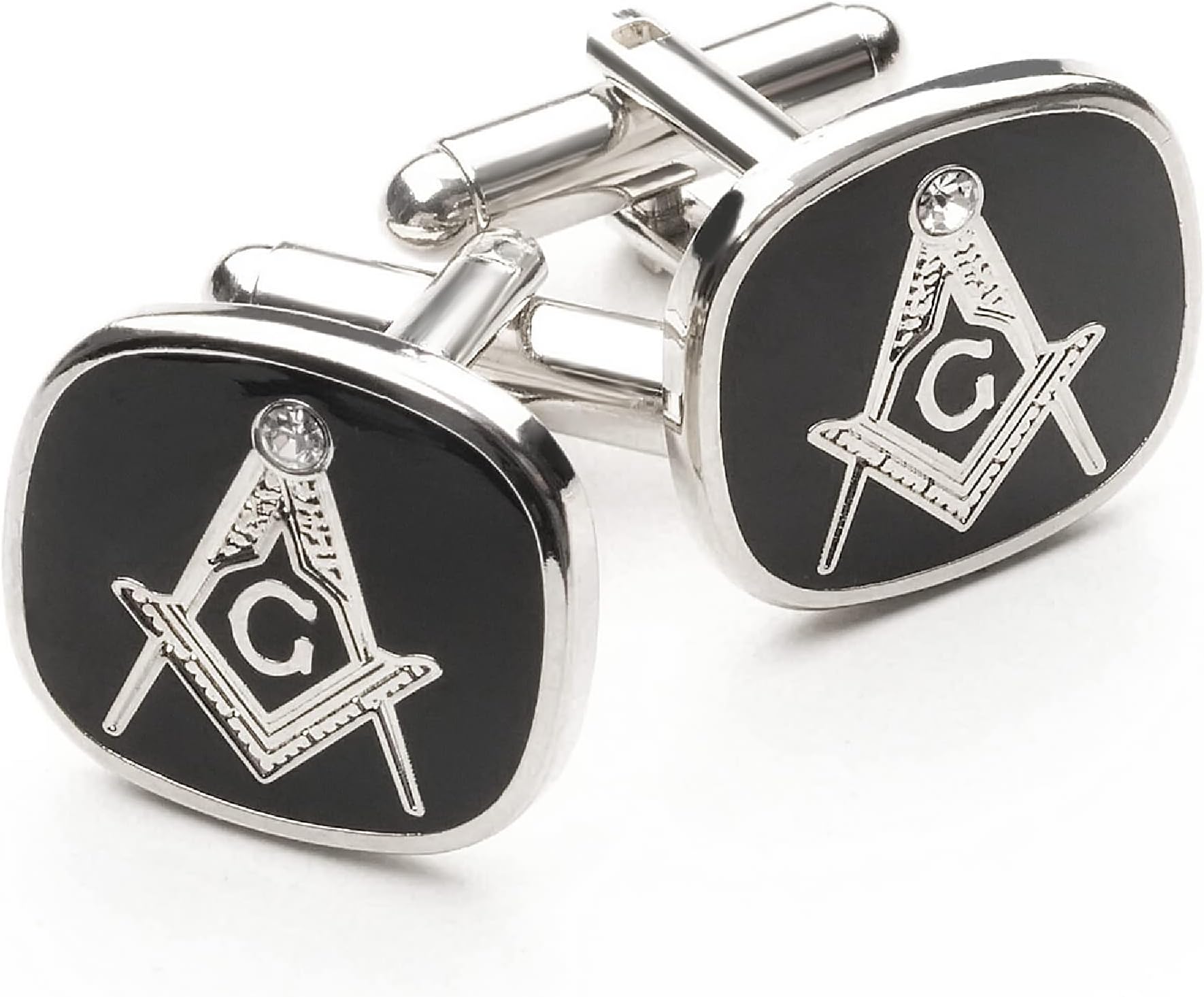 THE MASONIC COLLECTIONBlack Cufflinks with G, Enamel