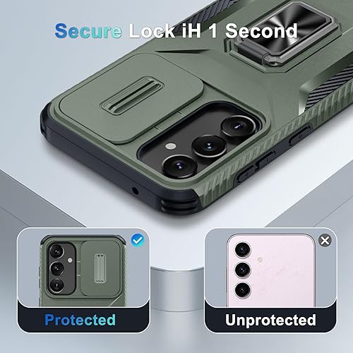 Miniatura 3 de Funda para Samsung Galaxy S23 FE con 2 protectores de pantalla de vidrio templado y cubierta para lente de cámara, soporte estable con anillo