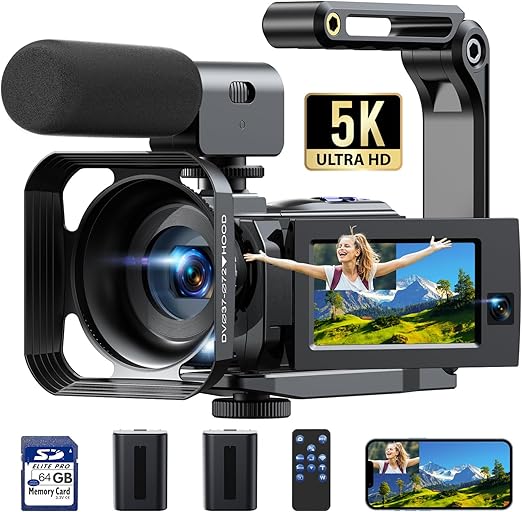 5K Camcorder Video Camera, 56MP Dual Lens Wifi IR Night Vision