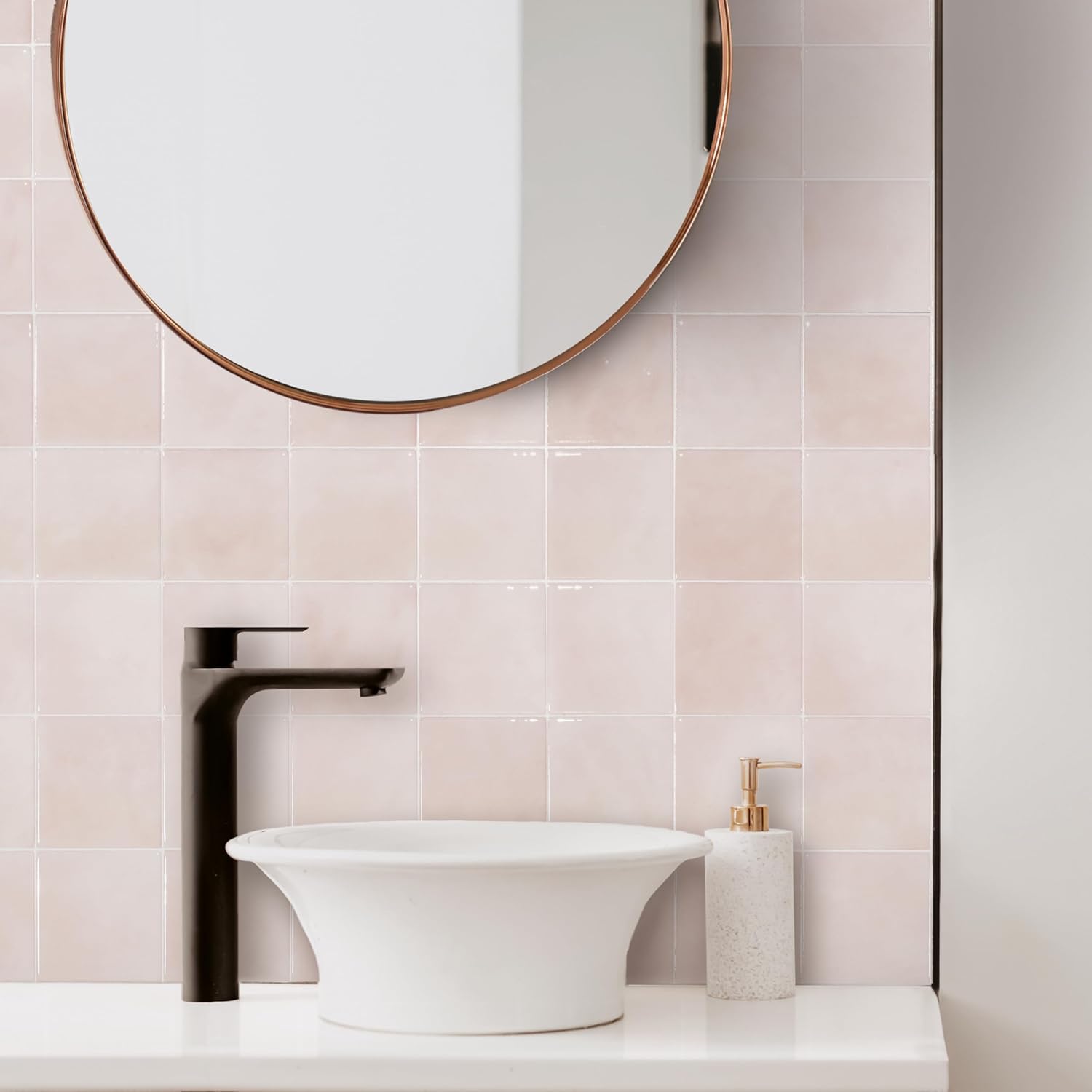 SMART TILES Peel and Stick Backsplash - 5 Sheets of 9" x 9" - 3D Adhesive Peel and Stick Tile Backsplash for Kitchen, Bathroom, Wall Tile, Temera