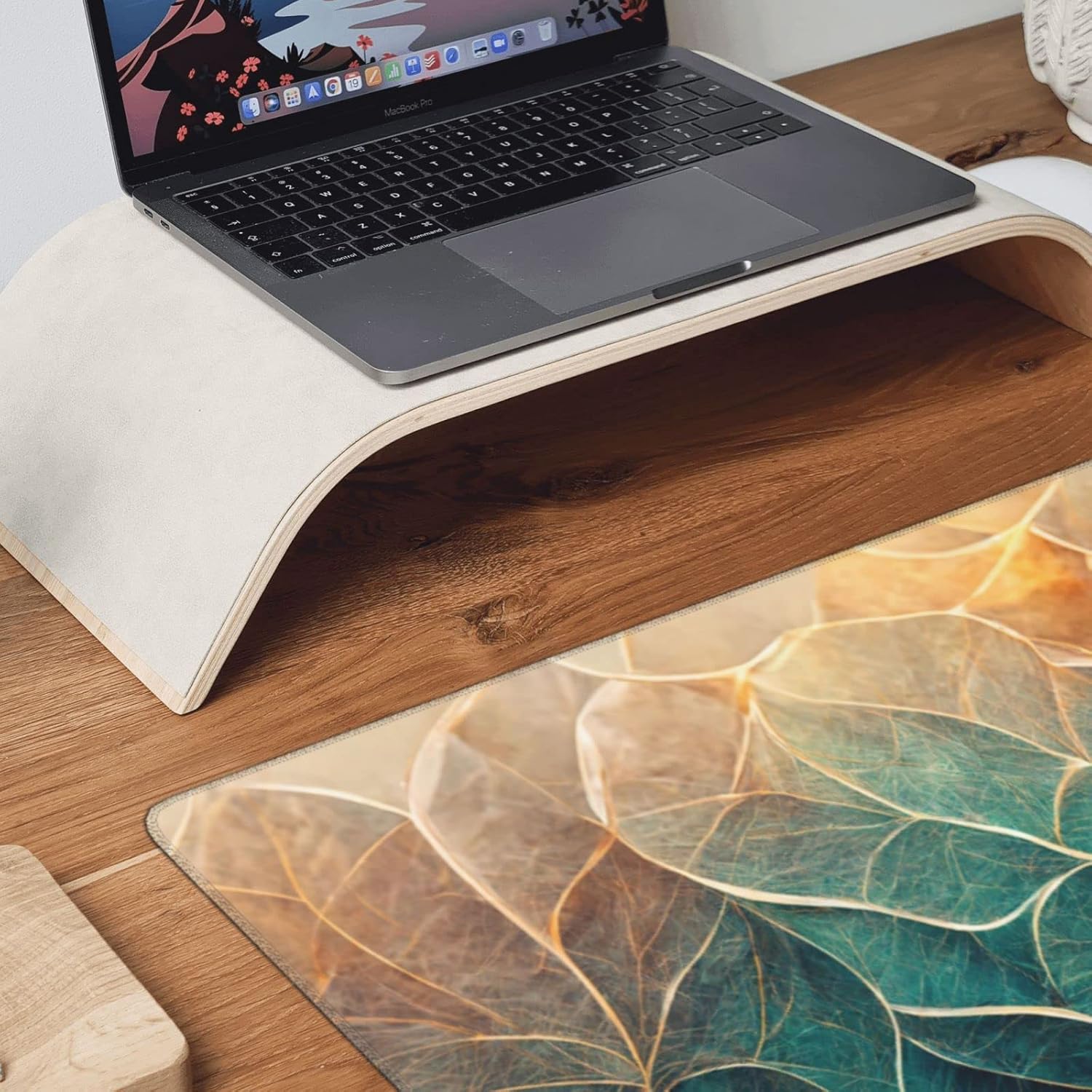 Gaming Mouse Pad,Large Mouse Pads for Desk,Non-Slip Rubber Base Extended Mousepad,XXL Keyboard Mouse Mat,Computer Keyboard Desk Pad with Stitched Edges,35.4x15.8inch,Abstract Blue Gold Floral Marble