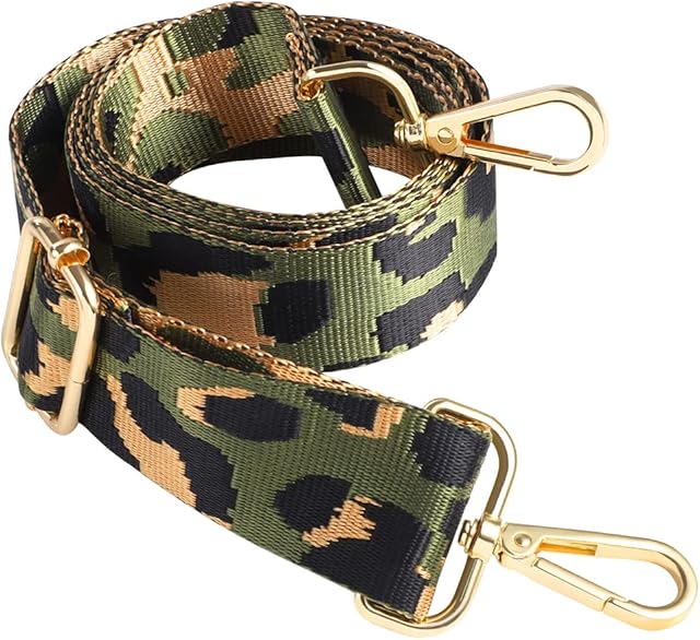 Wide Shoulder Bag Strap, Leopard Print Replacement Handbag Straps Adjustable Crossbody Bag Strap with Clips for Women Handbag Canvas Bag