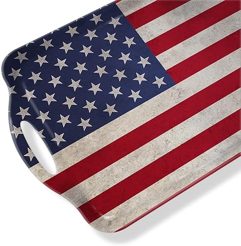Miniatura 2 de Bandeja decorativa con asas, bandejas rectangulares multiusos para restaurante, fiestas, mesa de café, cocina, bandera estadounidense