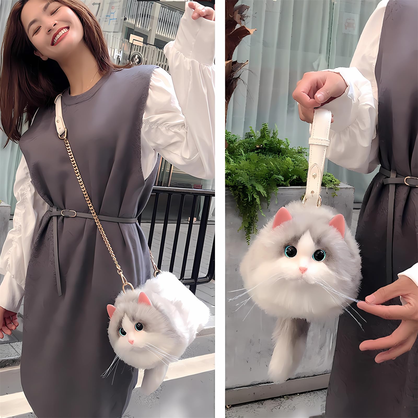 Cat Bag - Bolsa de gato de peluche Mujer
