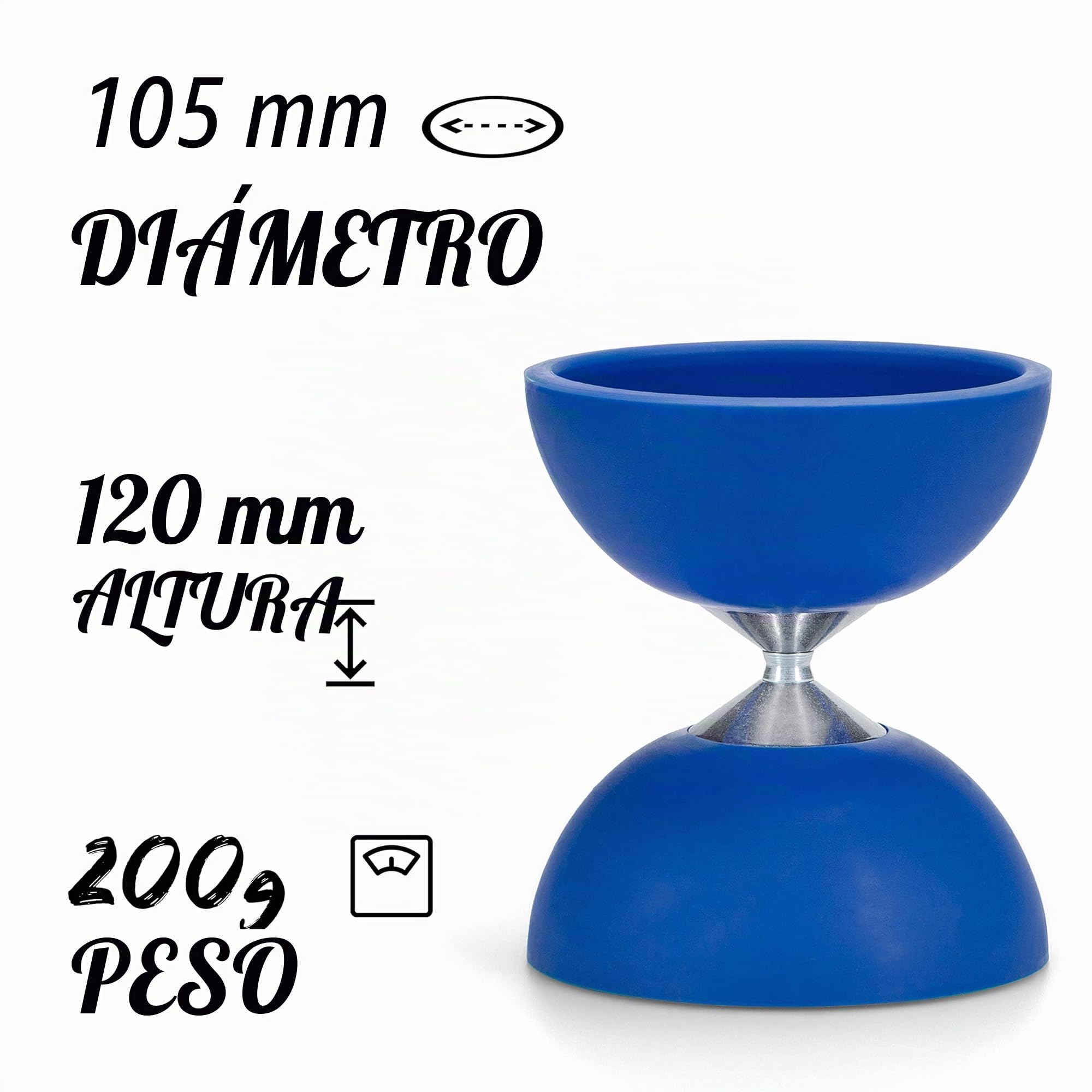 Set de malabares básico Diabolo Freizeitsport con diábolo (azul), varillas de aluminio de repuesto, cuerda de repuesto (160 cm), instrucciones, regalo para niños y principiantes