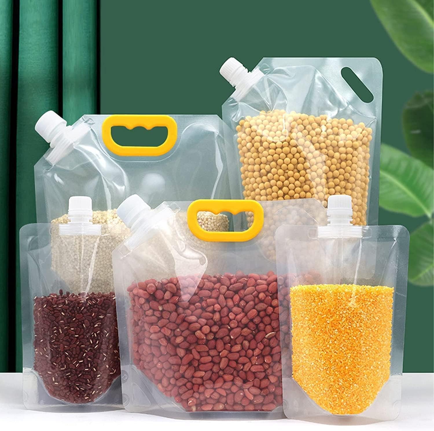 ZOYEN 1PCS Stand Up Grain Seal Bag Refillable Plastic Drink Bag Spout Pouch for Juice Milk Coffee Food Bean Cereals Storage Bags