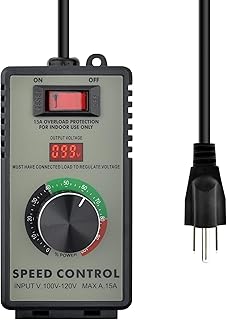 Motor Speed Controller AC 120V 15A Variable Adjuster for Electric Fan Router Duct Exhaust Rheostat, Router Duct Exhaust Ceiling Fan,Variablec Voltage Regulator