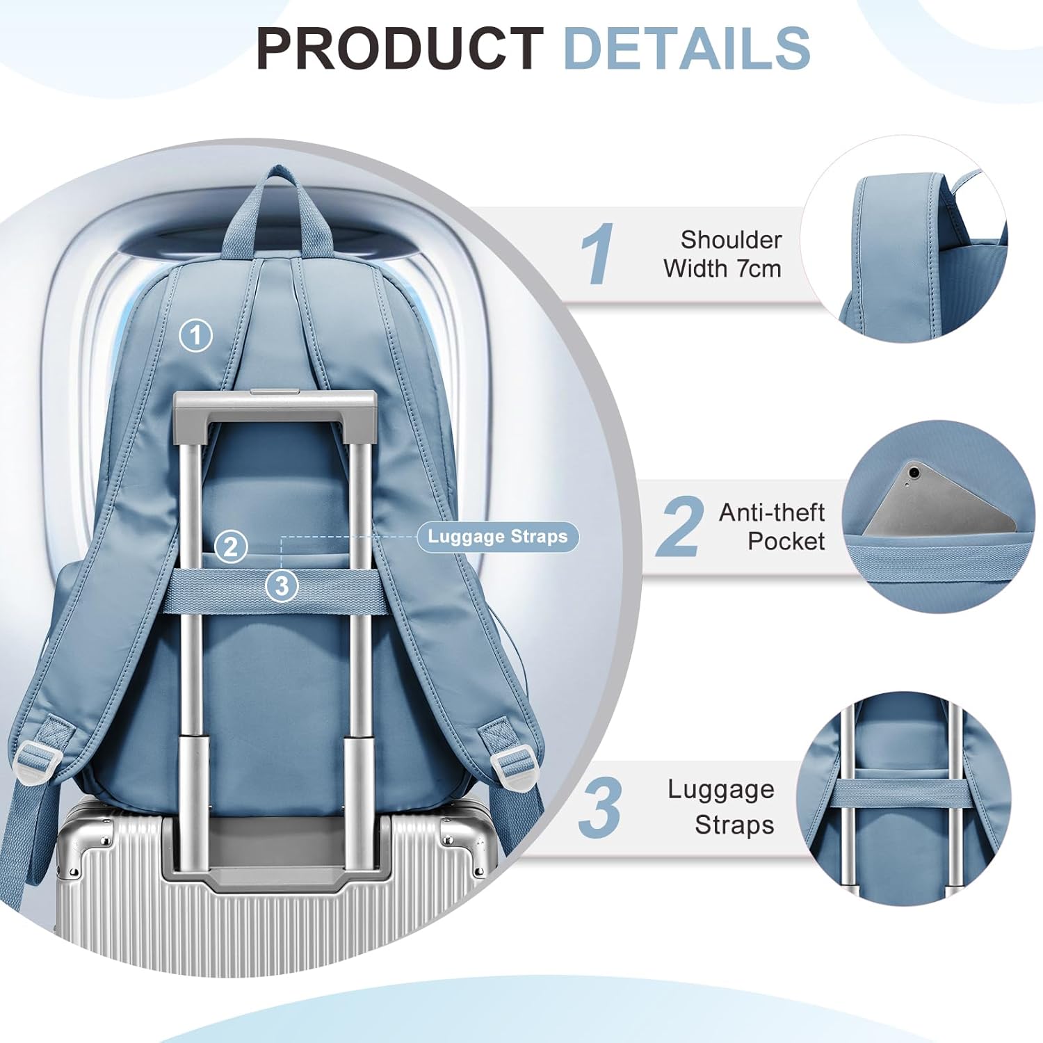 Basic Backpack For High School Women Men,Lightweight Casual Daypack College Backpack,Simple Bookbag For Teens Boys Girls,Waterproof School Bag(Blue) - Image 5