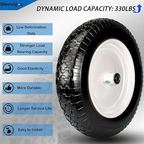 Miniatura 5 de Neumático de 4.804.00-8, neumático de 14.5 pulgadas y rueda sin planos, rodamiento de 58 pulgadas con rodamientos adicionales de 34 pulgadas, cubo