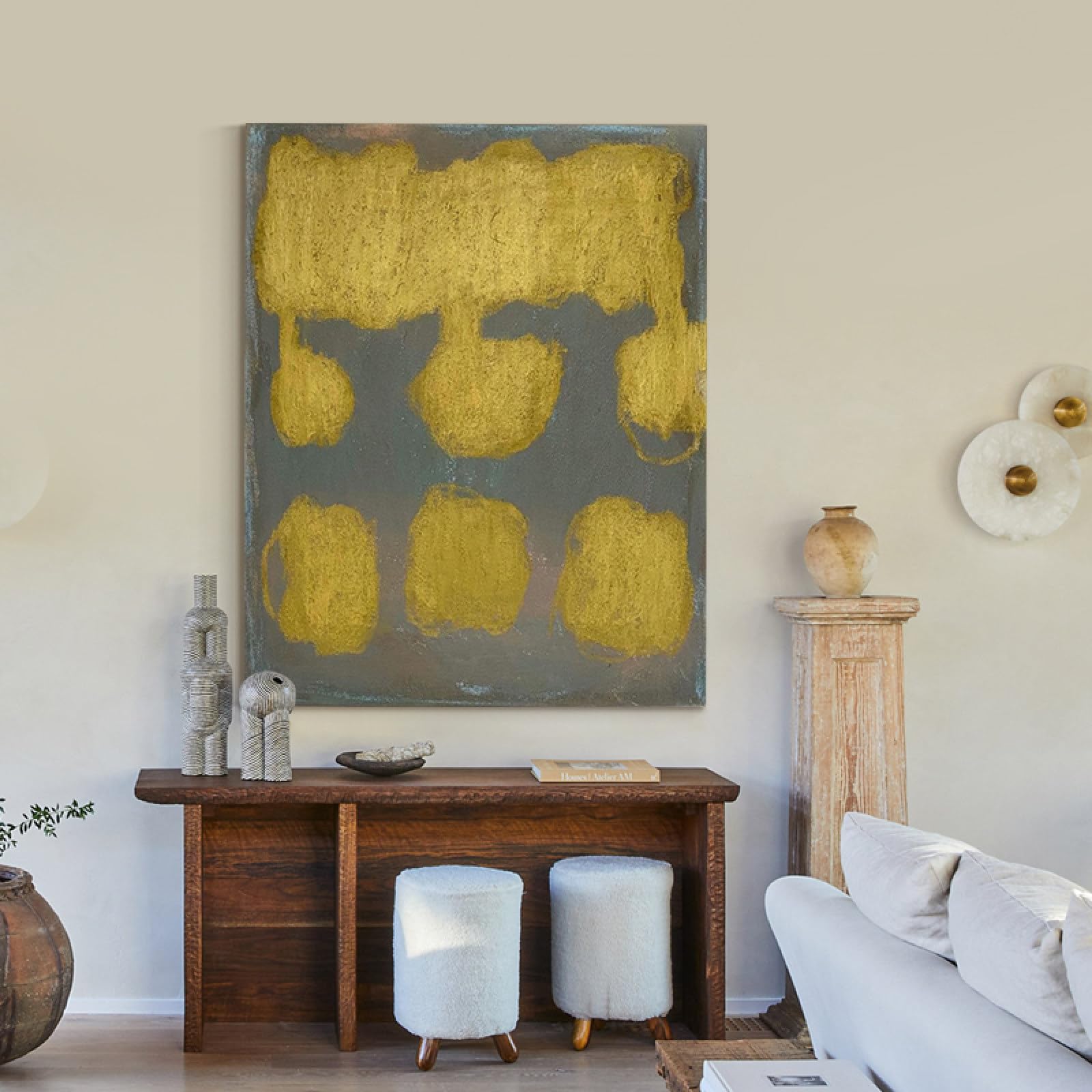Peinture à l'huile 100% peinte à la main, tableau abstrait texturé unique pour salon chic