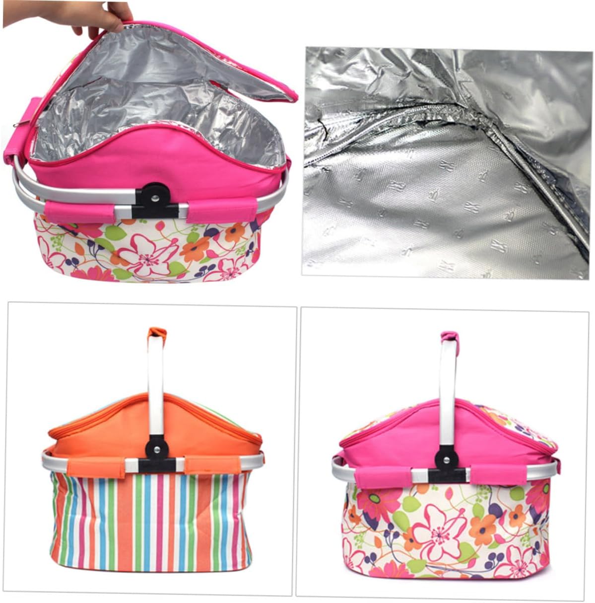 Yardwe Basket for Picnic Insulated Picnic Basket Lunch Bag Tote for BBQ Holiday Parties