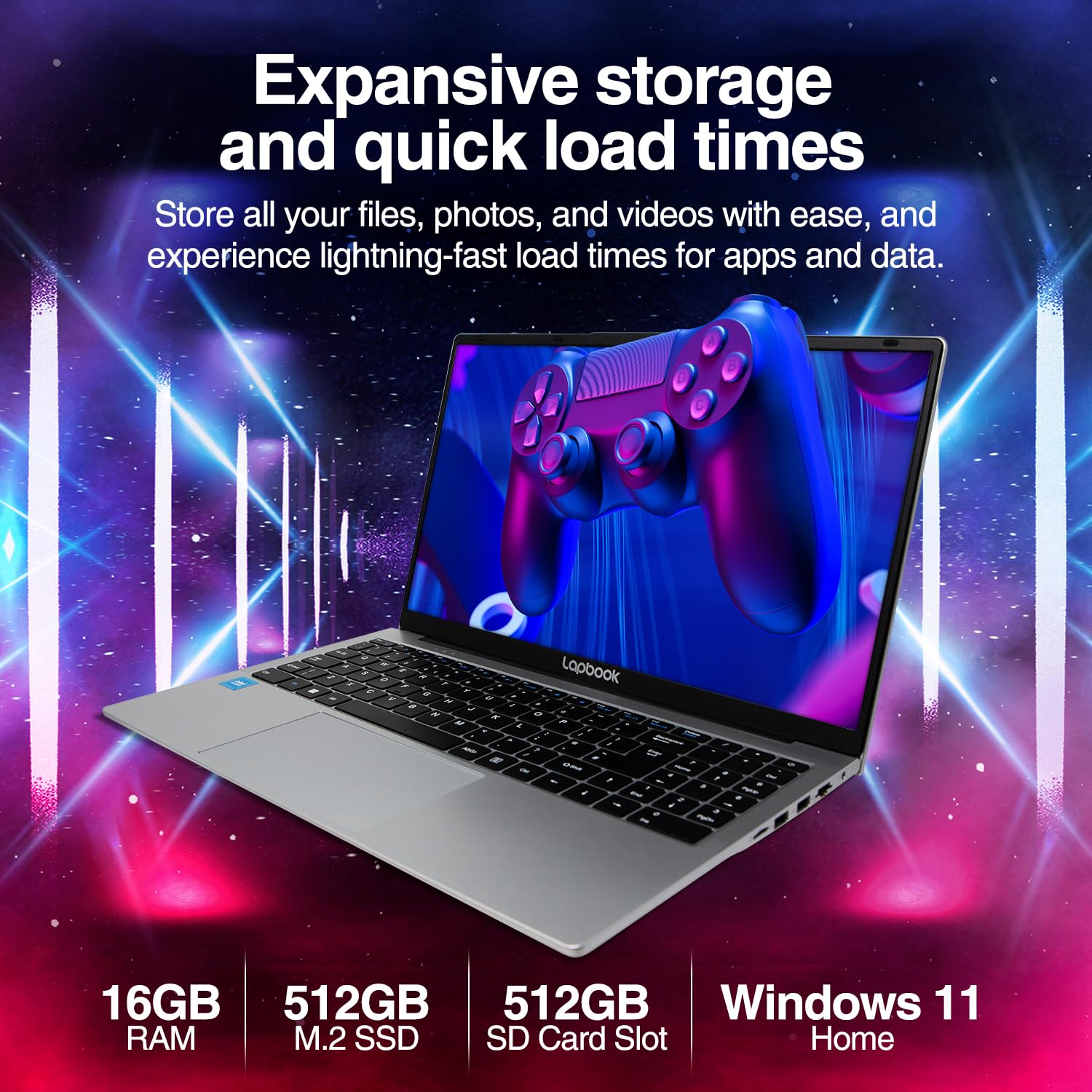 15.6" Full HD Laptop - 16GB RAM 512GB M.2 SSD, Windows 11 Home, Dual-Band WiFi, Integrated Webcam - S15 N6 Quad-Core, 15 Inch Lightweight Laptop — view 3