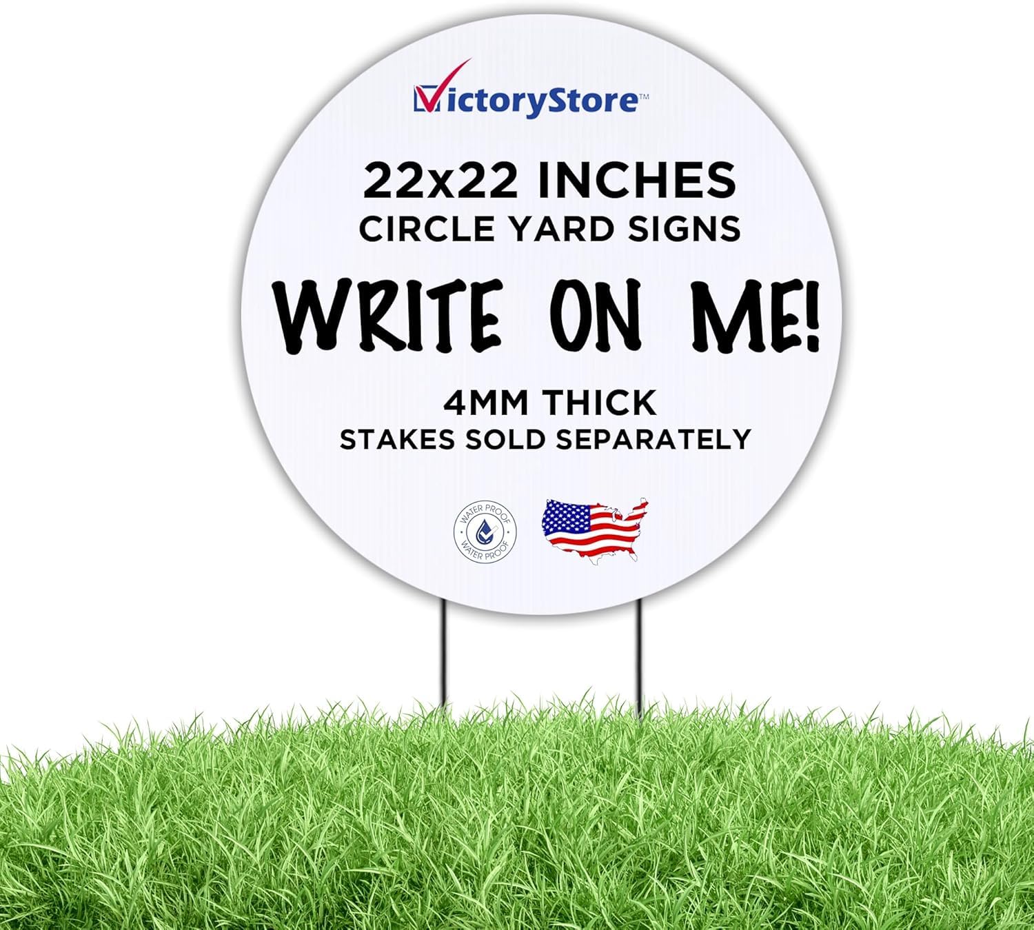 VictoryStore Yard Sign Outdoor Lawn Decorations: Circle Yard Sign 22 inches Corrugated Plastic Blanks 4 millimeters Thick - Set of (16)