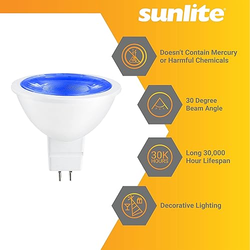 Miniatura 3 de Sunlite Foco reflector LED MR16 80856, 35 lúmenes, 3 vatios (ecualizador de bombilla halógena de 25 W) 12 V, base bi-pin GU5.3, no regulable,