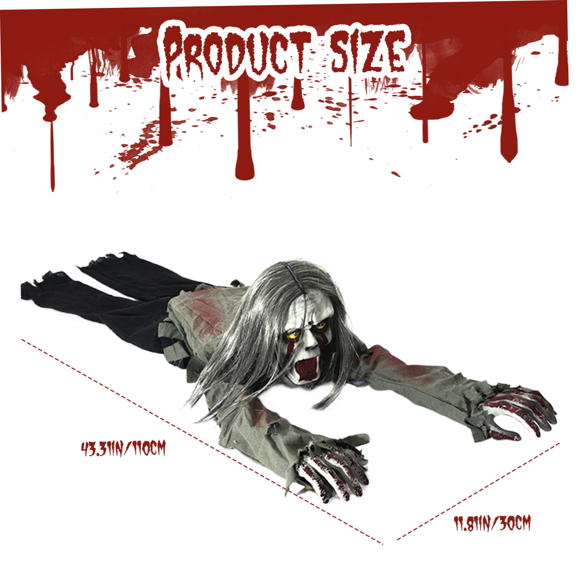 Accessoires d'halloween, décorations de Zombies rampants, activé par Le Son, Rouge, 3, 6 Pieds