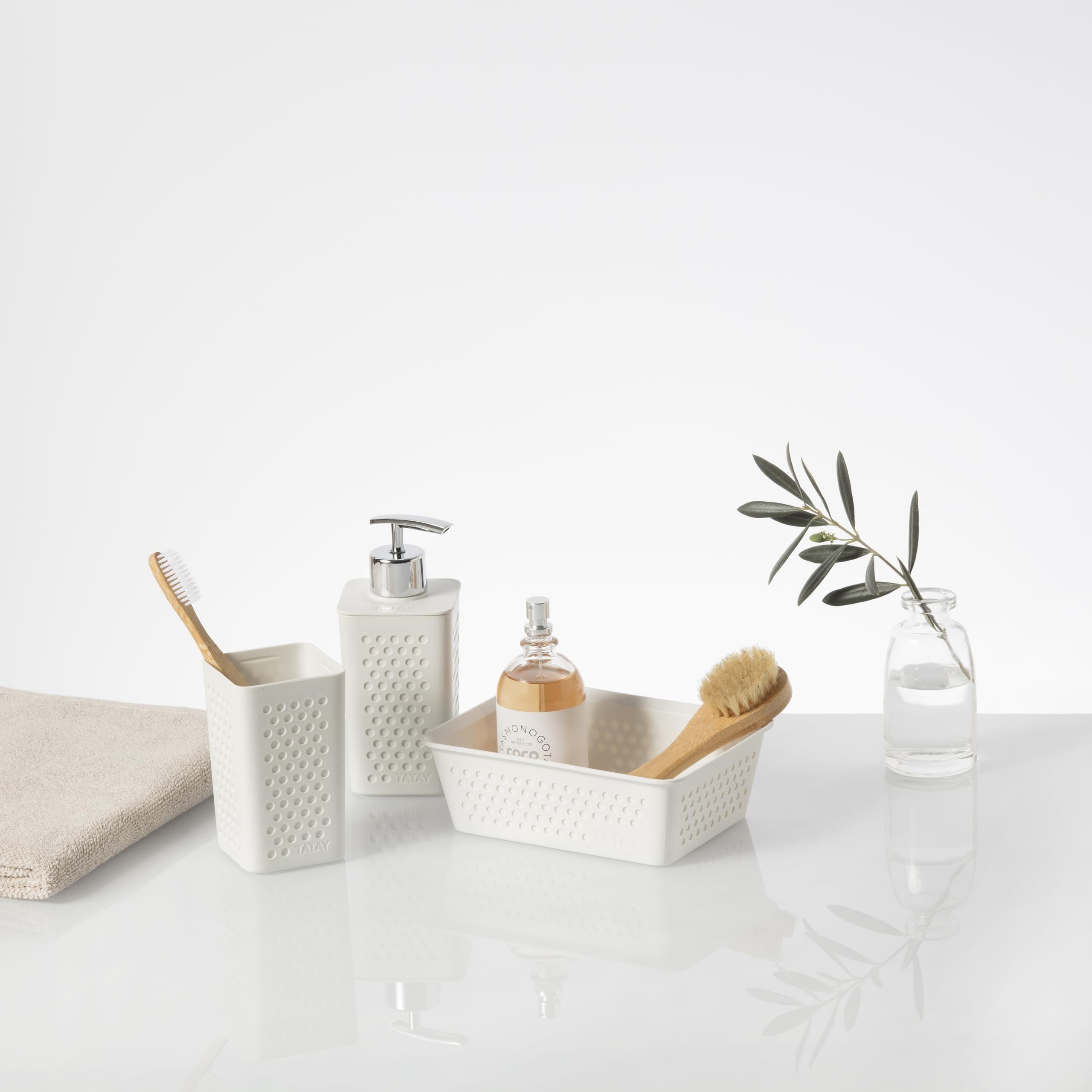 TATAY Set of 3pcs Bathroom Accessories (Tumbler + Dispenser + Organiser A6) Bohol, Polypropylene, BPA Free - Image 3